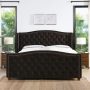 Jennifer Taylor Home Marcella Platform, King, Vintage Brown Faux Leather - Deep Brown Performance Velvet - Image 1