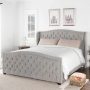 Jennifer Taylor Home Marcella Platform, King, Vintage Brown Faux Leather - Silver Grey Yarn Dyed - Image 1