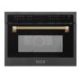 ZLINE - Autograph 24 in. 1.6 cu ft. Built-in Convection Microwave Oven in Black Stainless and Champagne Bronze Helix Handle - Black Stainless Steel - Image 1