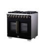 Forno Appliances - 36 in. Wide 6 Burner Capriasca 5.36 Cu. Ft. Dual Fuel Freestanding Range with French Door Design - Black - Image 2