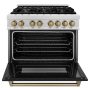 ZLINE - 36 in. Wide 6 Burner 4.6 cu. ft. Autograph Legacy Dual Fuel Freestanding Range in Satin Steel w/ Black & Bronze Accents - Black Matte - Image 2