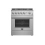 Forno Appliances - 30 in. Wide 5 Burner Giovanni 4.32 Cu. Ft. Freestanding Gas Convection Range with Reversible Griddle - Silver - Image 1