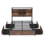Full Size Bed Frame with Bookcase Headboard and 4 Storage Drawers - Image 1