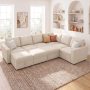 Marrber Sectional Linen Sleeper Sofa Bed with Storage and Pull-Out Couch for Living Room, Grey - Image 1