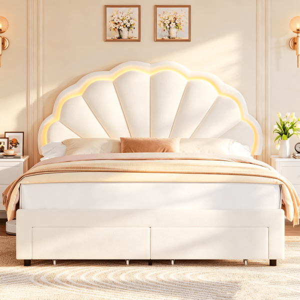 Homfa-Full-Size-LED-Bed-Frame-with-Drawer-Velvet-Upholstered-Platform-Bed-with-Adjustable-Petal-Headboard-for-Kid-Beige_dd98fcf6-1bb1-435f-a40a-1d137643250f.da1e40af49f4425b49ec30b86d1c4340.png