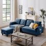 Jarenie Large Soft Ottoman Armchair - 4-Seat L-Shaped Sectional Couch with Reversible Storage, Green - Image 1