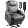 Lacoo Power Lift Recliner with Massage, Gray Faux Leather - Image 1