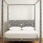 Lakecity Arts Bone Inlay Floral Design Four Poster Bed Black, Bone Inlay Floral Design Four Poster Double Bed Black - Image 1