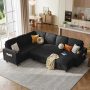 LINSY HOME L Shaped Sectional Couches for Living Room, Sleeper Sofa Bed with Reversible Storage Chaise, Pull Out Couch Bed with USB, Cup Holder, Dark Gray - Image 1