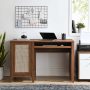 Modway Soma 47" Natural Rattan and MDF Wood Office Desk in Walnut - Image 1