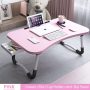 PHANCIR Foldable Lap Desk, 23.6 Inch Portable Wood Laptop Desk Table Workspace Office Organizer Bed Sofa Tray with Slots/Cup Holder/Drawer, Anti-Slip for Reading Writing Eating Watching, Walnut - Image 1