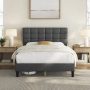 Renwick Upholstered Platform Bed with Square Tufted Headboard for Adult, Queen, Navy Blue - Image 1