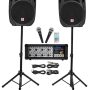 Rockville RPG2X15 Package PA System Mixer/Amp+15" Speakers+Stands+Mics+Bluetooth - Image 1