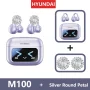 Choice HYUNDAI M100 ENC Ear Clip LED Digital Display Earphones Wireless Bluetooth Headphones Noise Cancelling Touch Control - PP SL Round Petal - Image 1