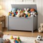 Toy Storage Box with Lid, SESSLIFE Wooden Toy Chest Seating Bench for Boys and Girls, Safety Hinged Storage Chest, Toy Organizer for Playroom Bedroom Entryway, White - Image 1