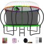 YORIN Trampoline, Green 12 FT Trampoline for 10 Kids & Adults with Enclosure Net, Basketball Hoop, Ladder, 1500LBS Outdoor Round Recreational Trampoline, Heavy Duty Light Socks Sprinkler - Image 1