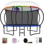 YORIN Trampoline, Blue 12 FT Trampoline for 10 Kids & Adults with Enclosure Net, Basketball Hoop, Ladder, 1500LBS Outdoor Round Recreational Trampoline, Heavy Duty Light Socks Sprinkler - Image 1