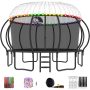 YORIN Trampoline, Gray 16 FT Trampoline for 10 Kids & Adults with Enclosure Net, Basketball Hoop, Ladder, 1500LBS Outdoor Round Recreational Trampoline, Heavy Duty - Image 1