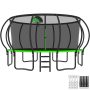 YORIN Trampoline, Green 16 FT Trampoline for 10 Kids & Adults with Enclosure Net, Basketball Hoop, Ladder, 1500LBS Outdoor Round Recreational Trampoline, Heavy Duty - Image 1