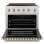 ZLINE - 36 in. Wide 5 Elements Autograph 5.2 cu. ft. Paramount Freestanding Induction Range with Electric Oven w/ Bronze Accents - Stainless Steel - Image 2