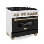 ZLINE - 36 in. Wide 6 Burner 4.6 cu. ft. Autograph Legacy Dual Fuel Freestanding Range in Satin Steel w/ Black & Bronze Accents - Black Matte - Image 4