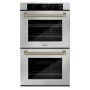 ZLINE - Autograph 30 in. True Convection Double Wall Oven & Bronze Helix Handles (WADZ-30-KCB) - Stainless Steel - Image 1