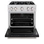 ZLINE - 30 in. Wide 4 Burner 4.2 cu. ft. Classic Dual Fuel Freestanding Satin Steel Range Black Matte Door - Stainless Steel - Image 2