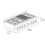 ZLINE - 48 in. Legacy Gas Rangetop with 7 Burners and Porcelain Cooktop in Satin Stainless Steel (RTS-48) - Satin Stainless Steel - Image 4