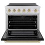 ZLINE - 36 in. Wide 5 Elements Autograph 5.2 cu. ft. Paramount Freestanding Induction Range with Bronze Accents with Black Door - Matte Black - Image 2