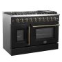 Forno Appliances - 48 in. Wide 8 Burner Galiano 5.36 Cu. Ft. Freestanding Double Oven Gas Convection Range with Left-Swing Door - Black - Image 3