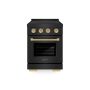 ZLINE - 24 in. Wide 3 Elements Autograph 3.2 cu. ft. Paramount Freestanding Induction Range in Black Steel with Bronze Accents - Black Stainless Steel - Image 1