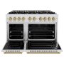 ZLINE - 48 in. Wide 8 Burner Autograph Classic Dual Fuel Freestanding Satin Steel Range with Bronze Accents - Stainless Steel - Image 2