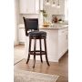 Augusta 24 in. Black/Cappuccino Wood Swivel Cushioned Bar Stool, Bar Height (28-33 in.) - Image 1