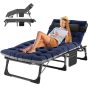 Folding Lounge Chair, 5-Position Adjustable Metal Outdoor Reclining Chair, Folding Chaise Lounge Chair(1-Pack), Stripe - Image 1