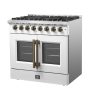 Forno Appliances - 36 in. Wide 6 Burner Galiano 5.36 Cu. Ft. Freestanding Dual Fuel True Convection Range - White - Image 2