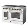 Forno Appliances - 48 in. Wide 8 Burner Galiano 6.58 Cu. Ft. Freestanding Dual Fuel True Convection Range - White - Image 2