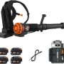 WORX - Nitro 80V LEAFJET Cordless Backpack Leaf Blower, 800 CFM - 150 MPH (4 x 5.0 Ah Batteries & 1 Basecamp Charger Included) - Black - Image 1