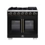 Forno Appliances - 36 in. Wide 6 Burner Capriasca 5.36 Cu. Ft. Freestanding Gas Convection Range with French Doors and Rotisserie Air Fryer - Black - Image 1
