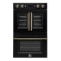 Forno Appliances - Asti 7.36 Cu. Ft. Electric Double Wall Oven with Upper French Doors and Antique Brass Accents - Black - Image 1