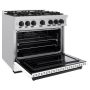 ZLINE - 36 in. Wide 6 Burner 5.2 cu. ft. Autograph Classic Dual Fuel Freestanding Range with Black Accents - Black - Image 3