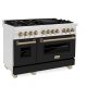 ZLINE - 48 in. Wide 7 Burner Autograph Legacy Dual Fuel Freestanding Range in Satin Steel w/ Black & Bronze Accents - Black Matte - Image 4