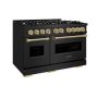 ZLINE - 48 in. Wide 8 Burner Autograph Classic Dual Fuel Freestanding Black Stainless Range w/ Bronze Accents - Black Stainless Steel - Image 3