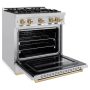 ZLINE - 30 in. Wide 4 Burner 4.2 cu. ft. Autograph Classic Dual Fuel Freestanding Range with Champagne Bronze Accents - Stainless Steel - Image 3