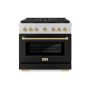 ZLINE - 36 in. Wide 6 Burner 5.2 cu. ft. Autograph Paramount Dual Fuel Freestanding Range w/ DuoPro Cooktop with Bronze Accents - Stainless Steel with Black Matte Door - Image 1