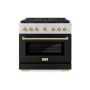 ZLINE - 36 in. Wide 6 Burner 5.2 cu. ft. Autograph Paramount Dual Fuel Freestanding Range w/ DuoPro Cooktop with Gold Accents - Stainless Steel with Black Matte Door - Image 1