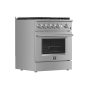 Forno Appliances - 30 in. Wide 5 Burner Giovanni 4.32 Cu. Ft. Freestanding Gas Convection Range with Reversible Griddle - Silver - Image 2