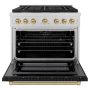 ZLINE - 36 in. Wide 6 Burner 5.2 cu. ft. Autograph Paramount Dual Fuel Freestanding Range with Black and Bronze Accents - Black - Image 2