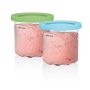 CREAMi Pints and Lids - 2 Pack, Compatible with NC300s Series Ninja Creami Ice Cream Makers - Clear/Lime/Aqua - Image 1