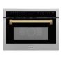 ZLINE - Autograph 24 in. 1.6 cu. ft. Built-in Convection Microwave Oven with Sensor Cooking in Satin Stainless with Gold Accents - Satin Stainless Steel - Image 1
