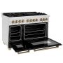 ZLINE - 48 in. Wide 7 Burner Autograph Legacy Dual Fuel Freestanding Range in Satin Steel w/ Black & Bronze Accents - Black Matte - Image 3